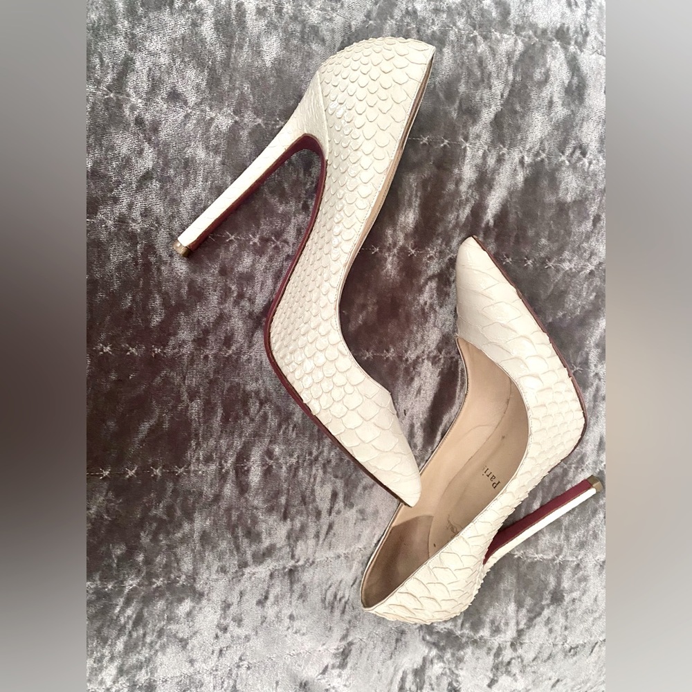 SOLD****RARE** previously loved Christian Louboutin Python heels*****